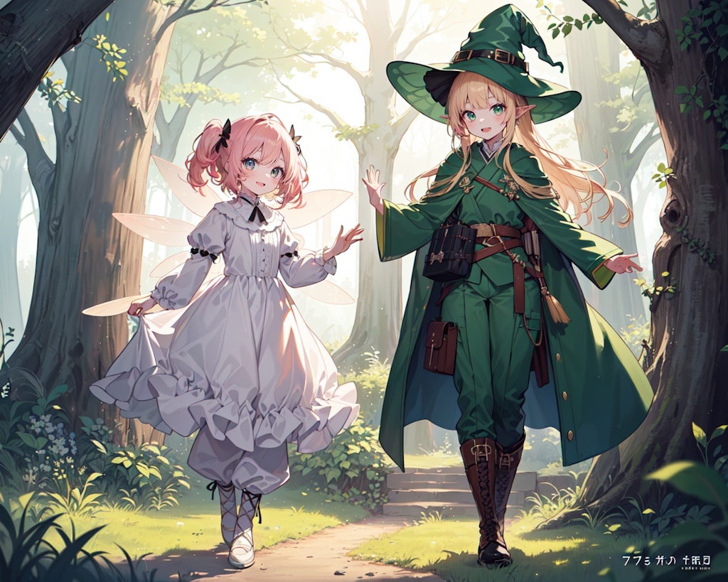 森の妖精とエルフ魔女