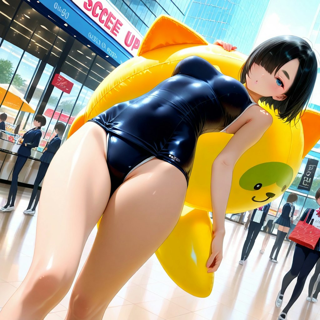 スク水モール企画終わったのに、スク水でショッピングモールに来た不思議系美少女