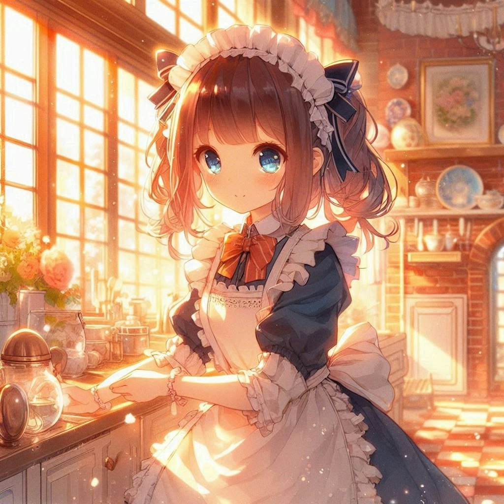 朝日に照らされて