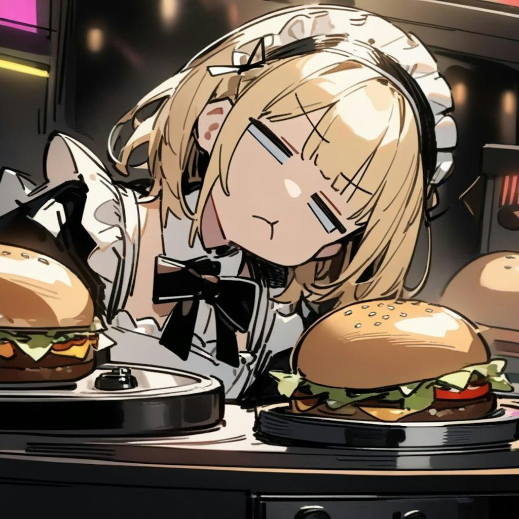 🍔おバーガーDJで色々試してみるもイマイチ決まらない系メイドちゃん🍔