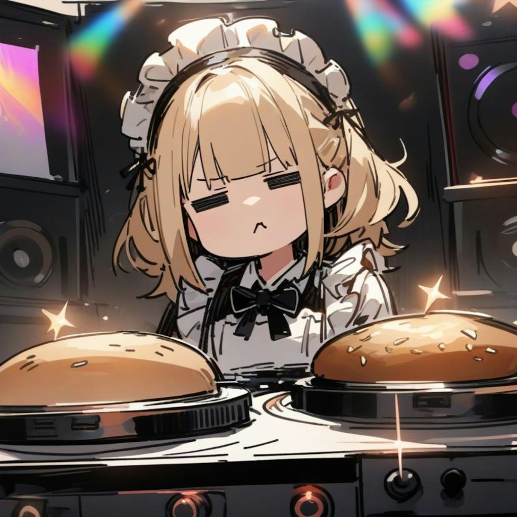 🍔おバーガーDJで色々試してみるもイマイチ決まらない系メイドちゃん🍔