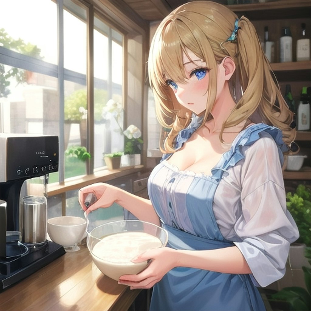 牛乳を注ぐ女