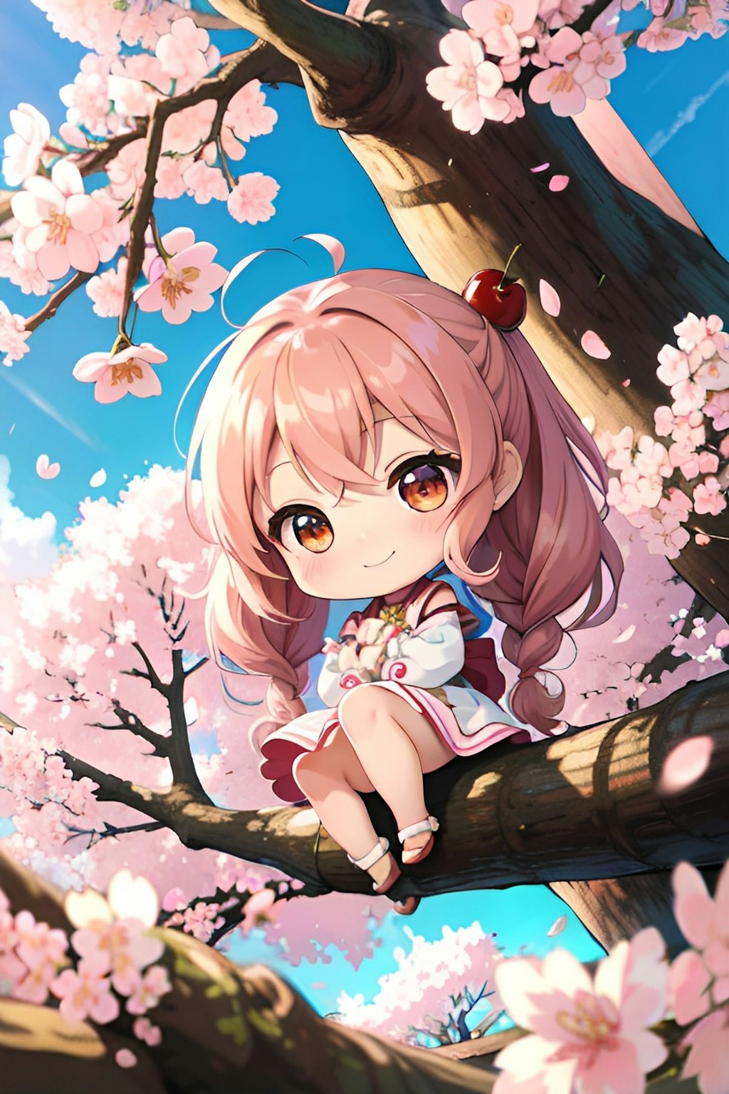 桜妖精のように可愛らしい桜の少女