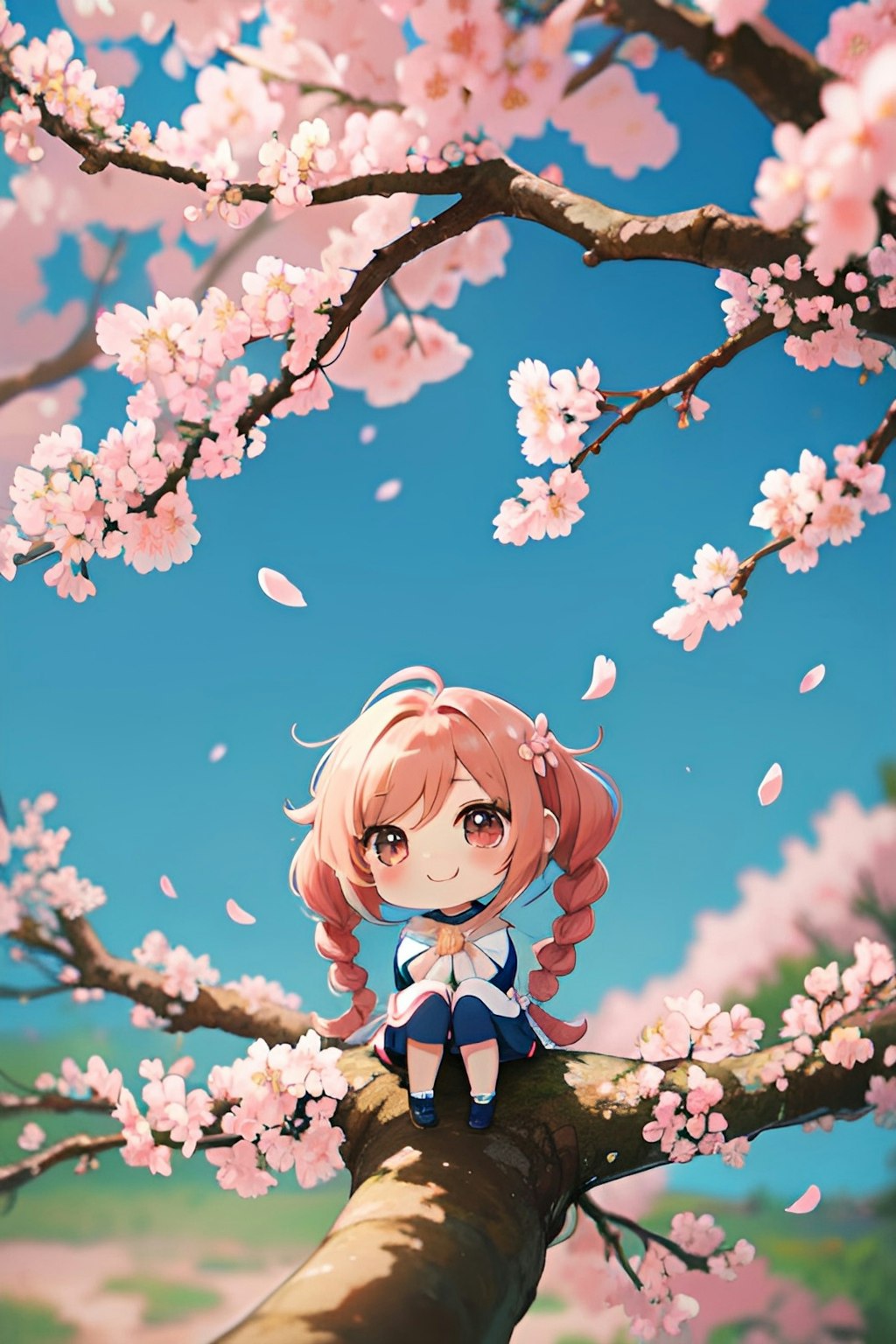 桜妖精のように可愛らしい桜の少女