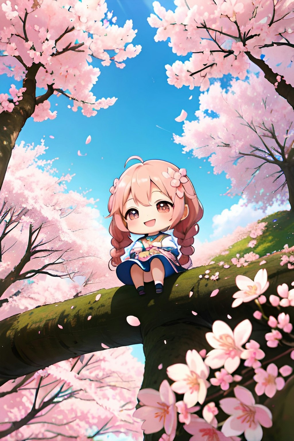 桜妖精のように可愛らしい桜の少女