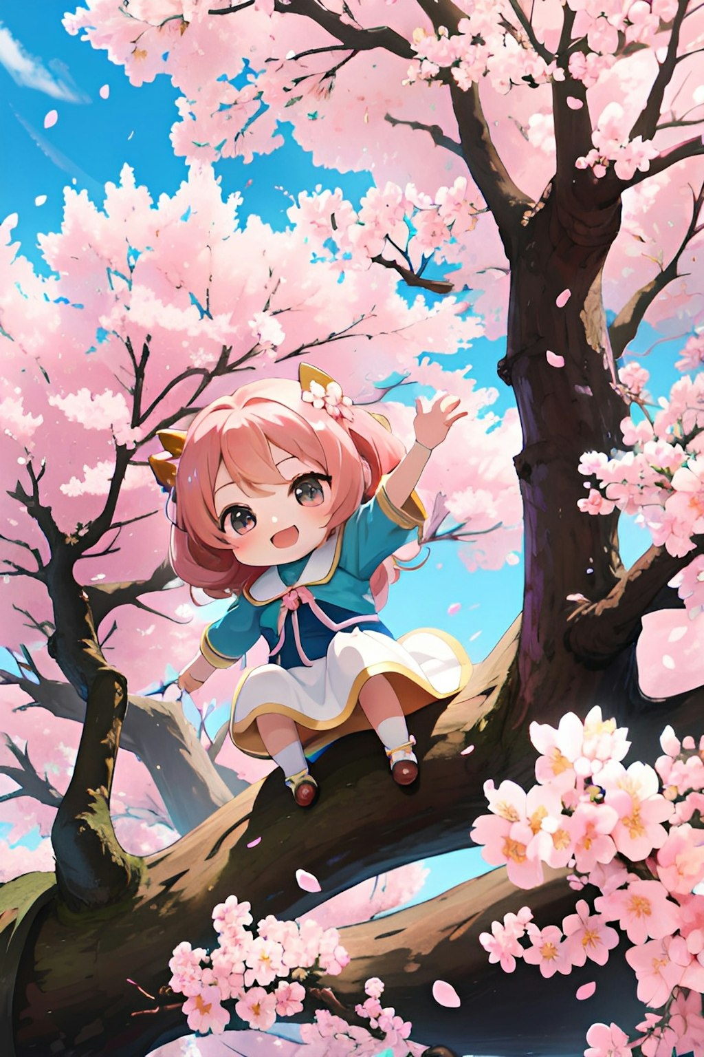 桜妖精のように可愛らしい桜の少女