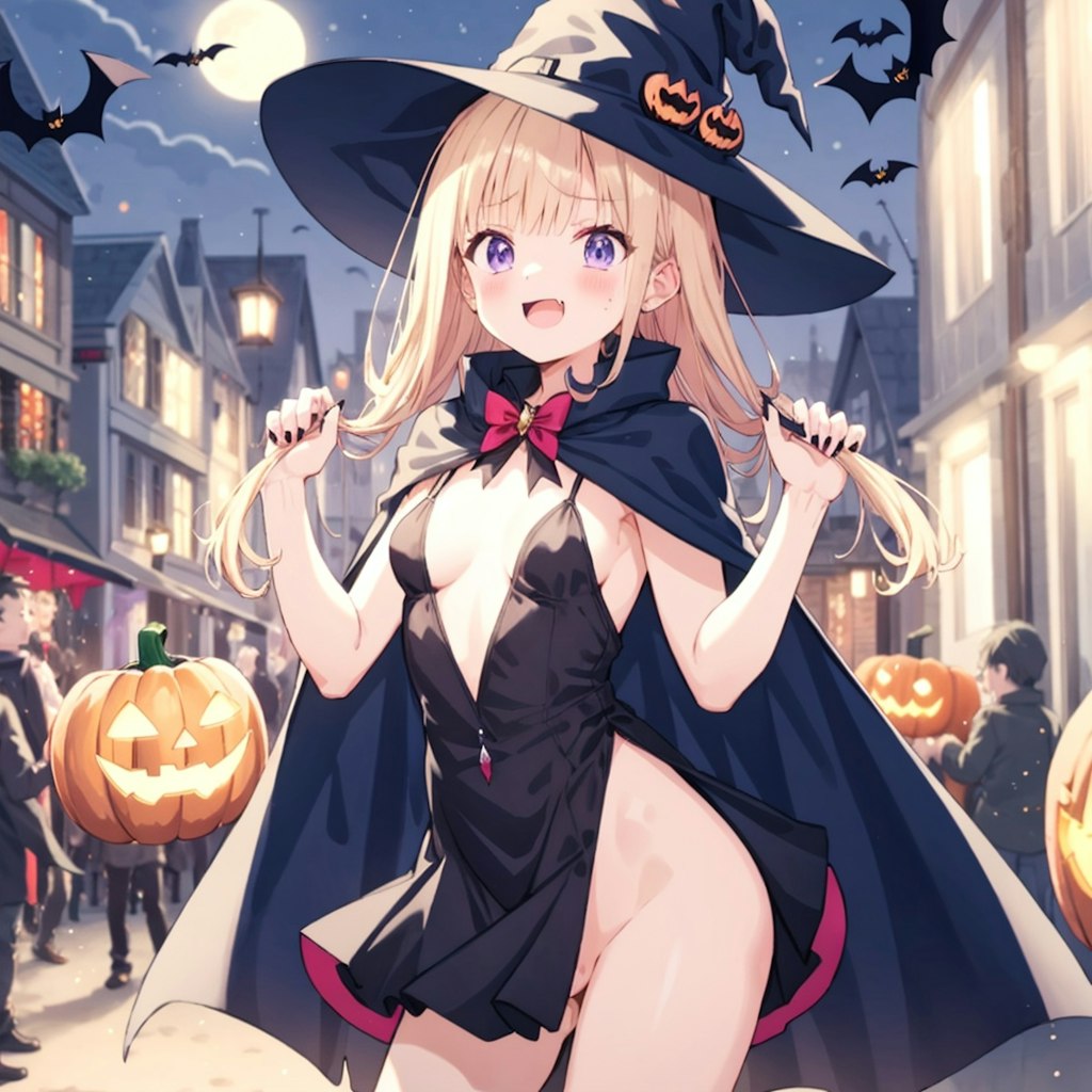 「待ちに待ったハロウィン、絶対クイーンになってみせるわ！そのためにも攻めた魔女のコスプレをしたの！ほら、みんな私のこと振り返って見ているわ♥」