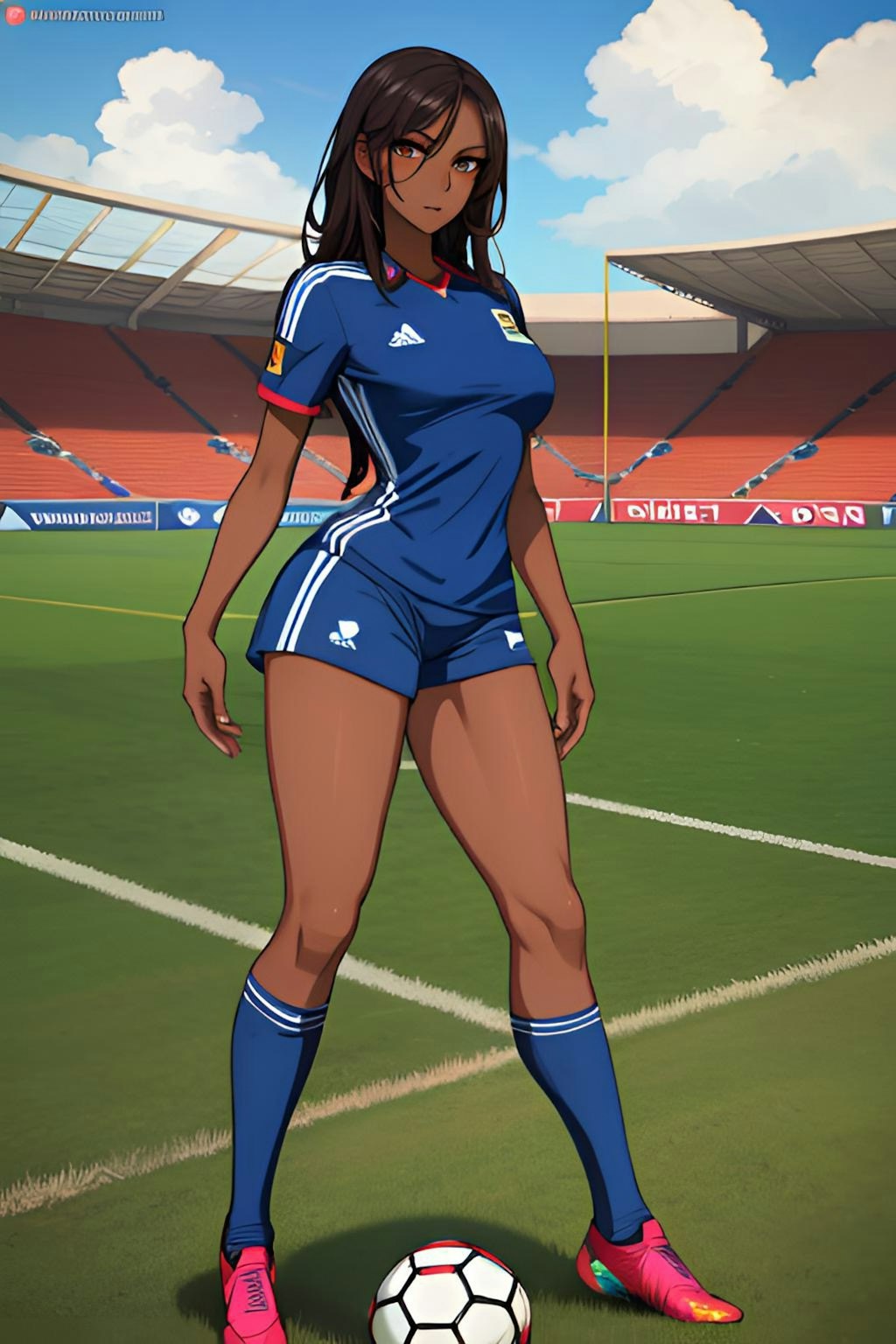 サッカー美女イラスト集団体戦