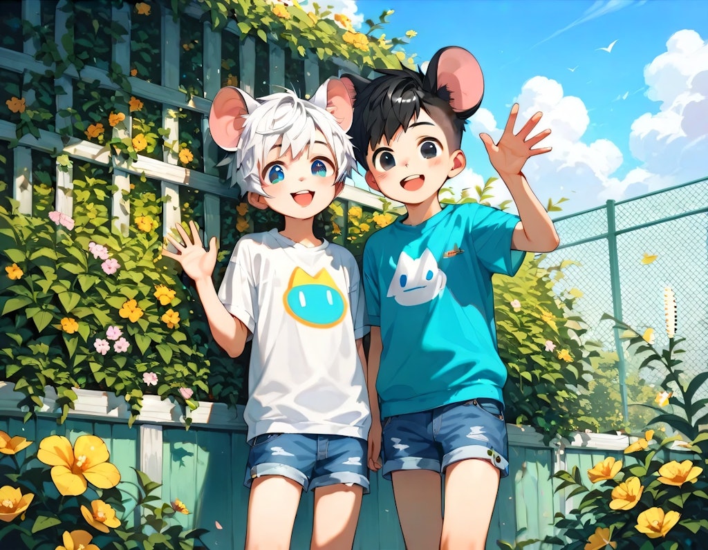 Cute kids with mouse ears