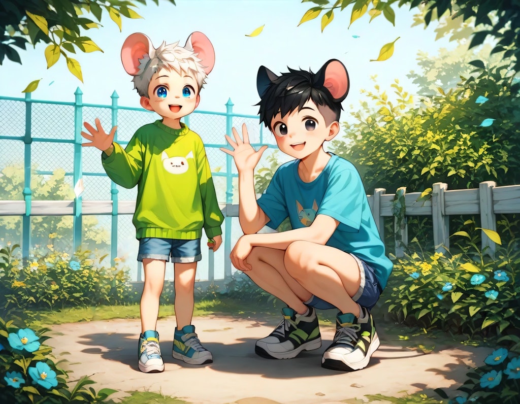 Cute kids with mouse ears