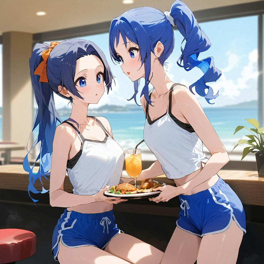 海浜食堂で百合