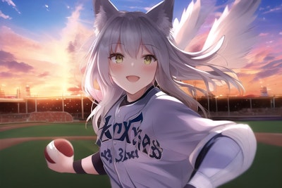 銀狐様、野球をする。