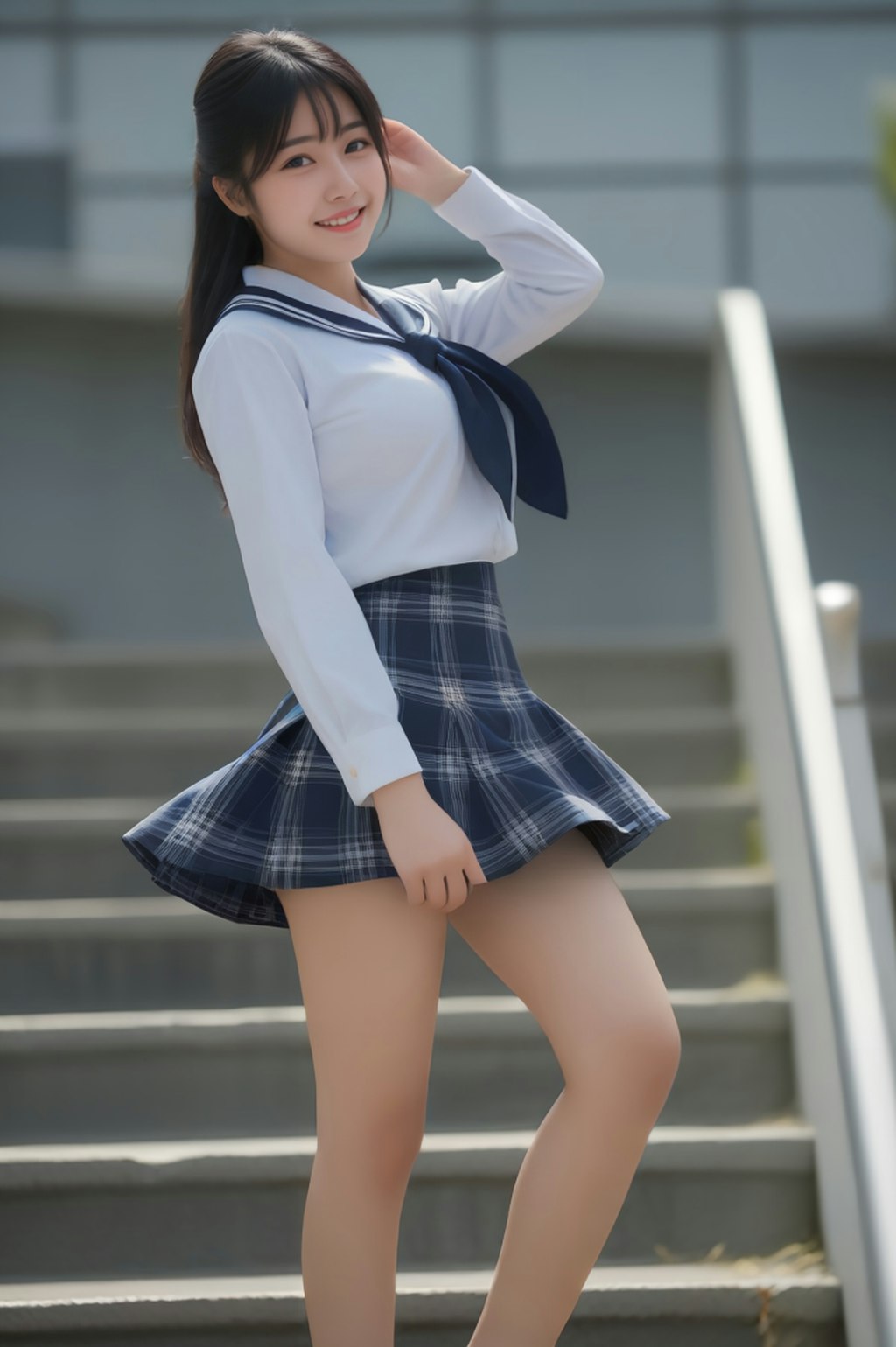 school uniform階段