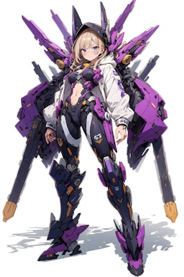 強襲攻撃支援型ドローン従属メカ娘　Purple MECHA GIRL