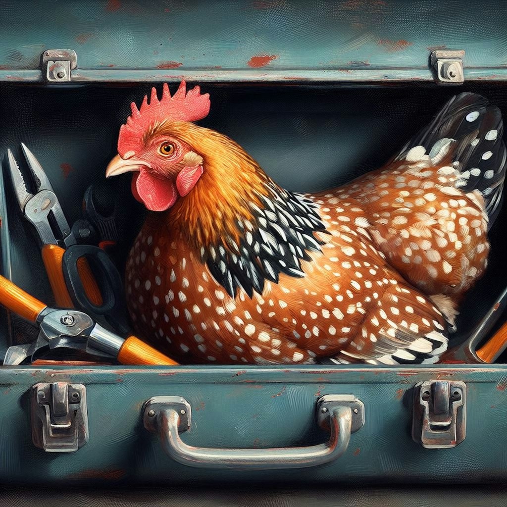 Chicken in tool box