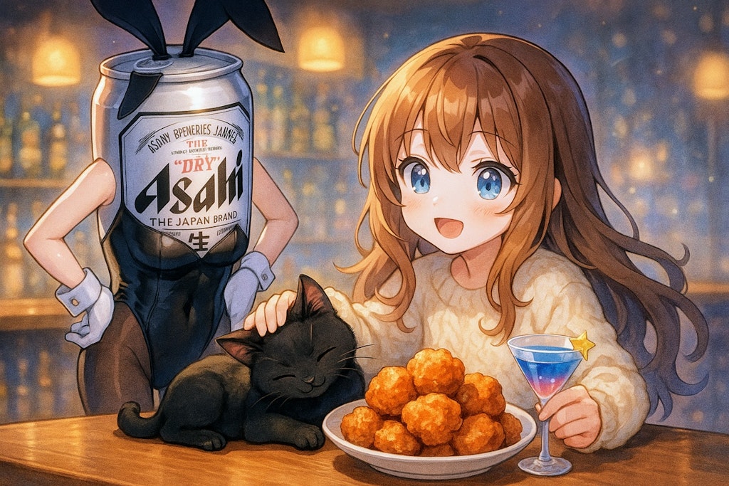 猫のいるバニーガールビールバーテンダーの出す唐揚げが名物のBAR