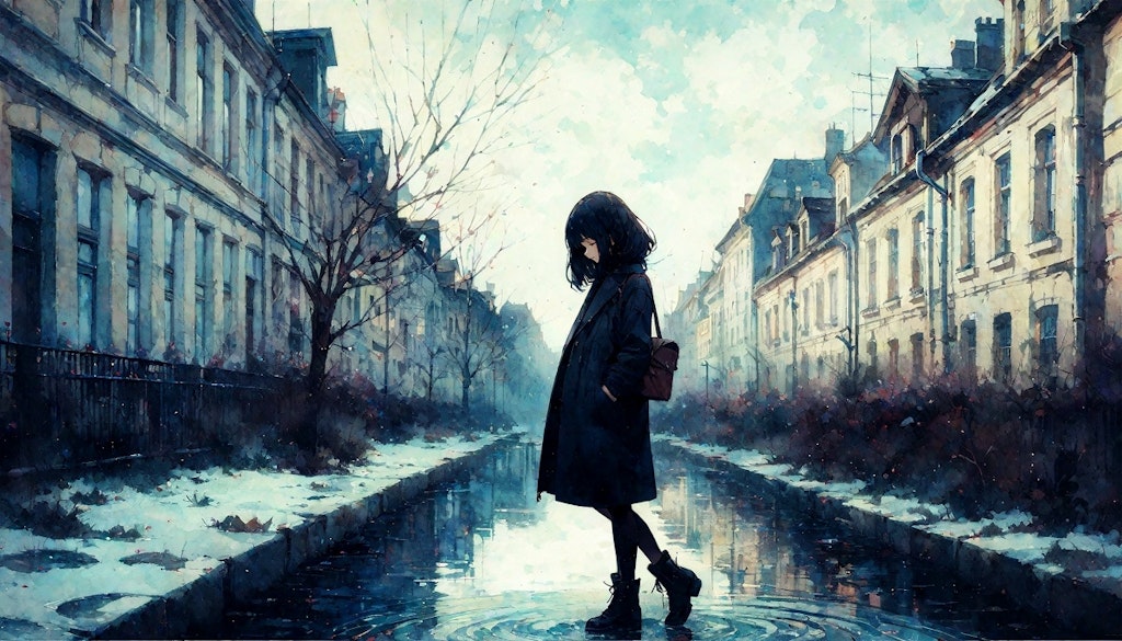 街と水たまり、少女234