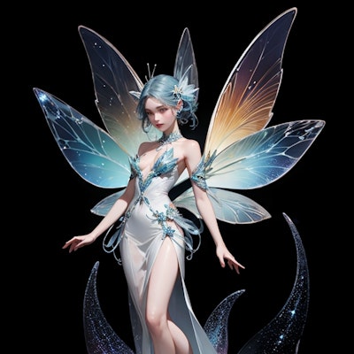 Fairy statue made of galaxies