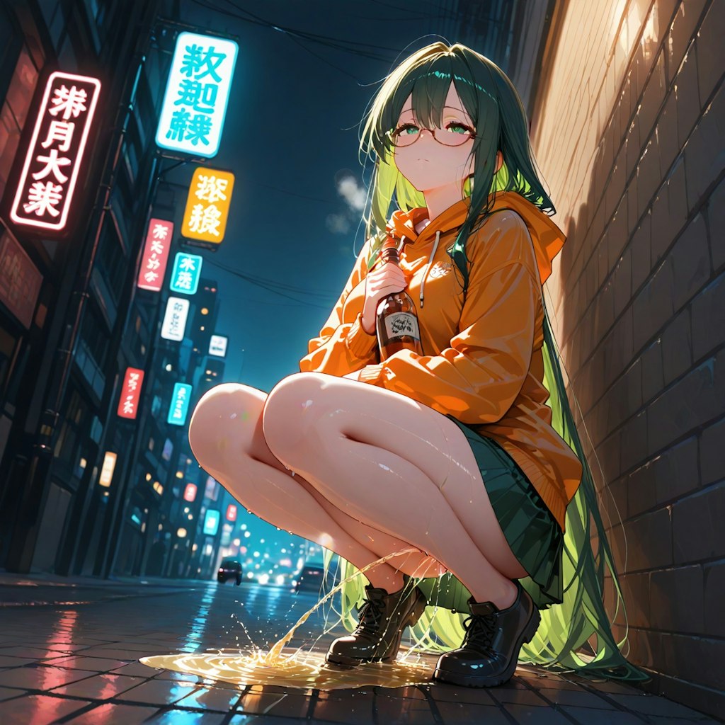 宵の繁華街の