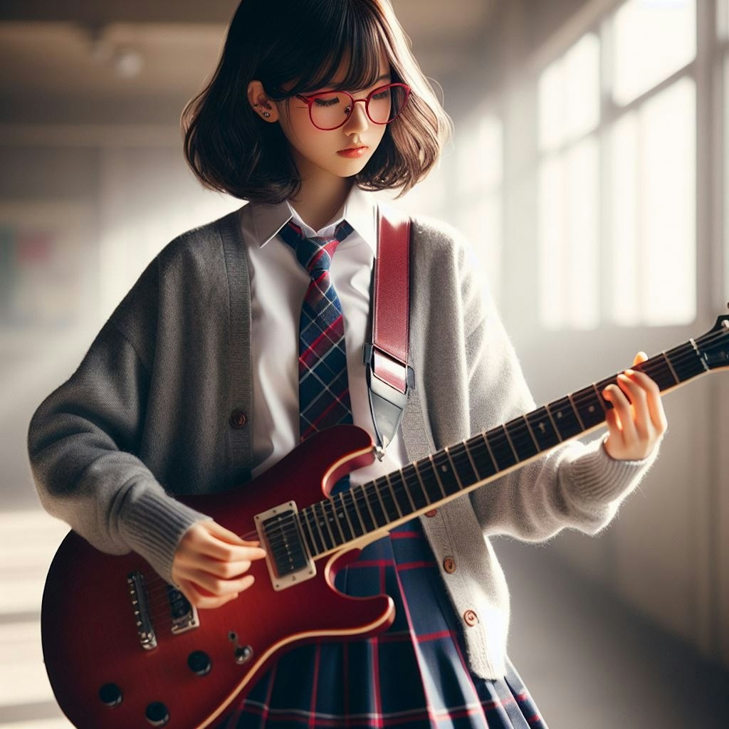 眼鏡女子 楓のギター