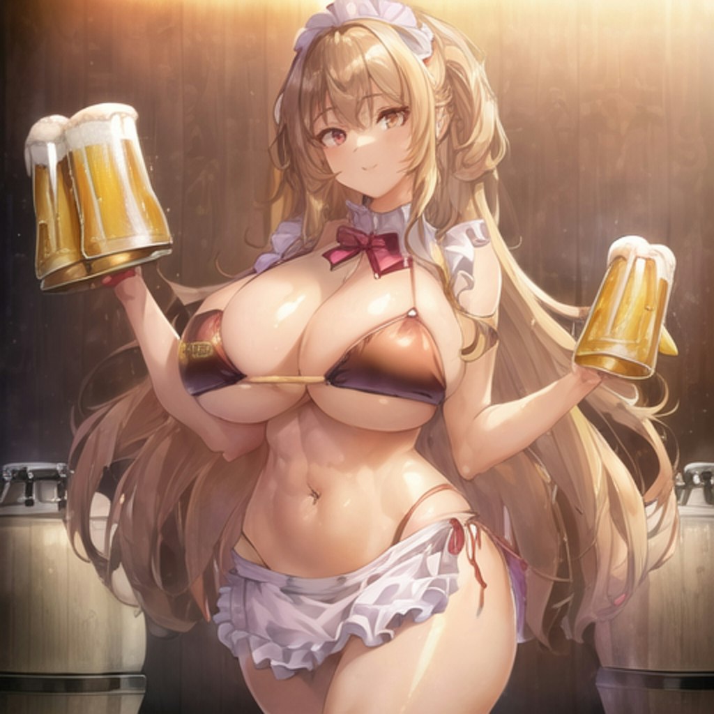 酒場でビールを運ぶ女の子です