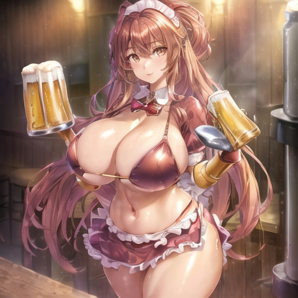 酒場でビールを運ぶ女の子です