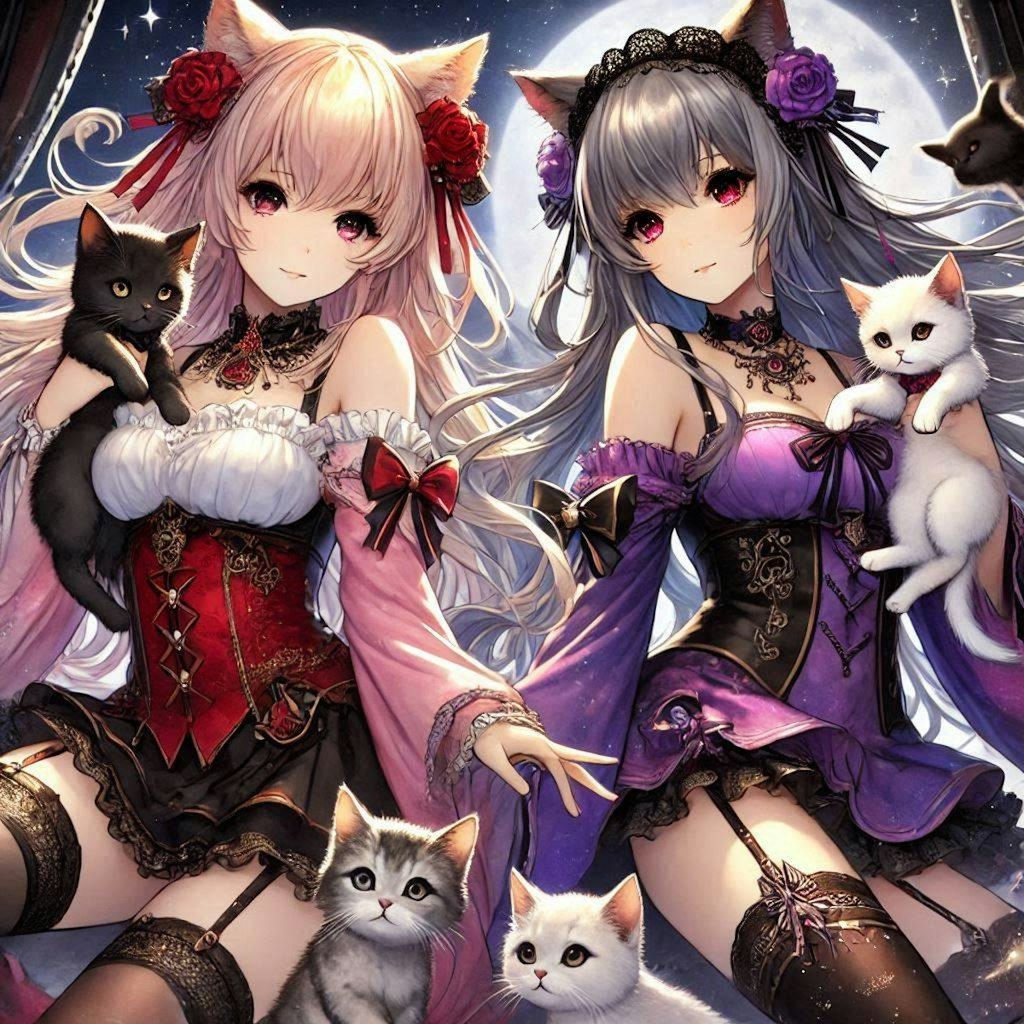 少女と子猫