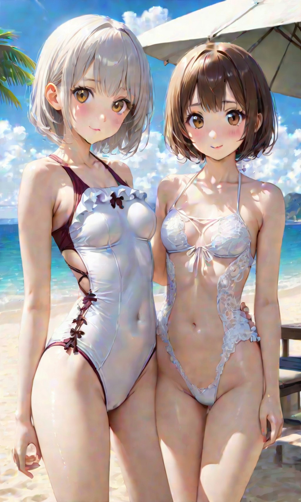 水着と女子高校生と