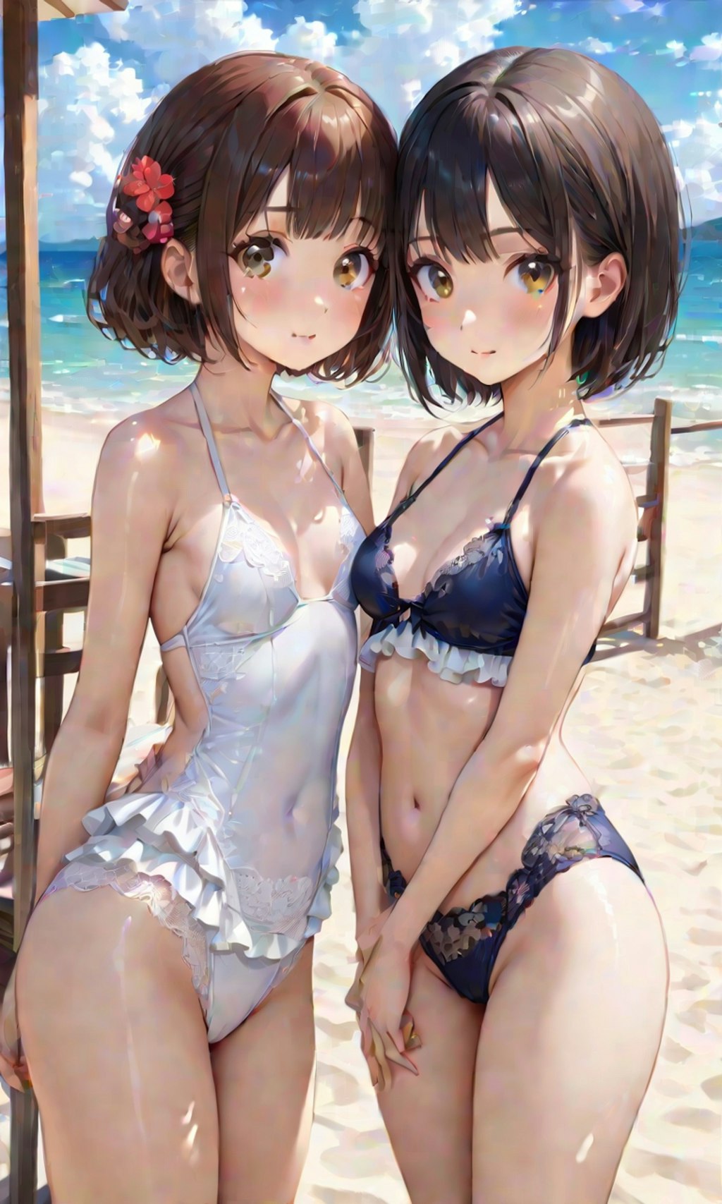 水着と女子高校生と