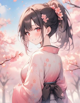 着物と桜
