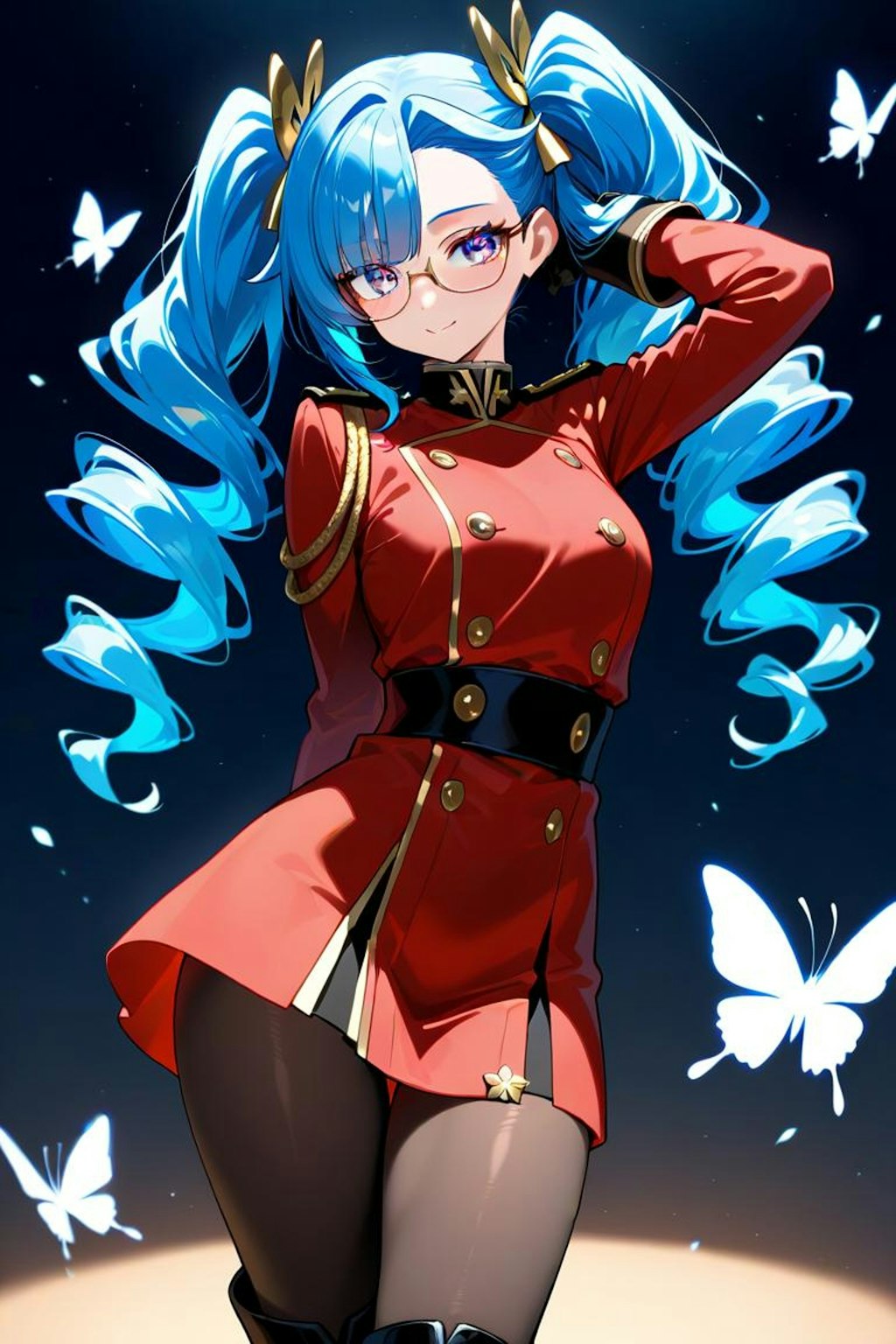 青髪縦ロール眼鏡ツインテちゃん