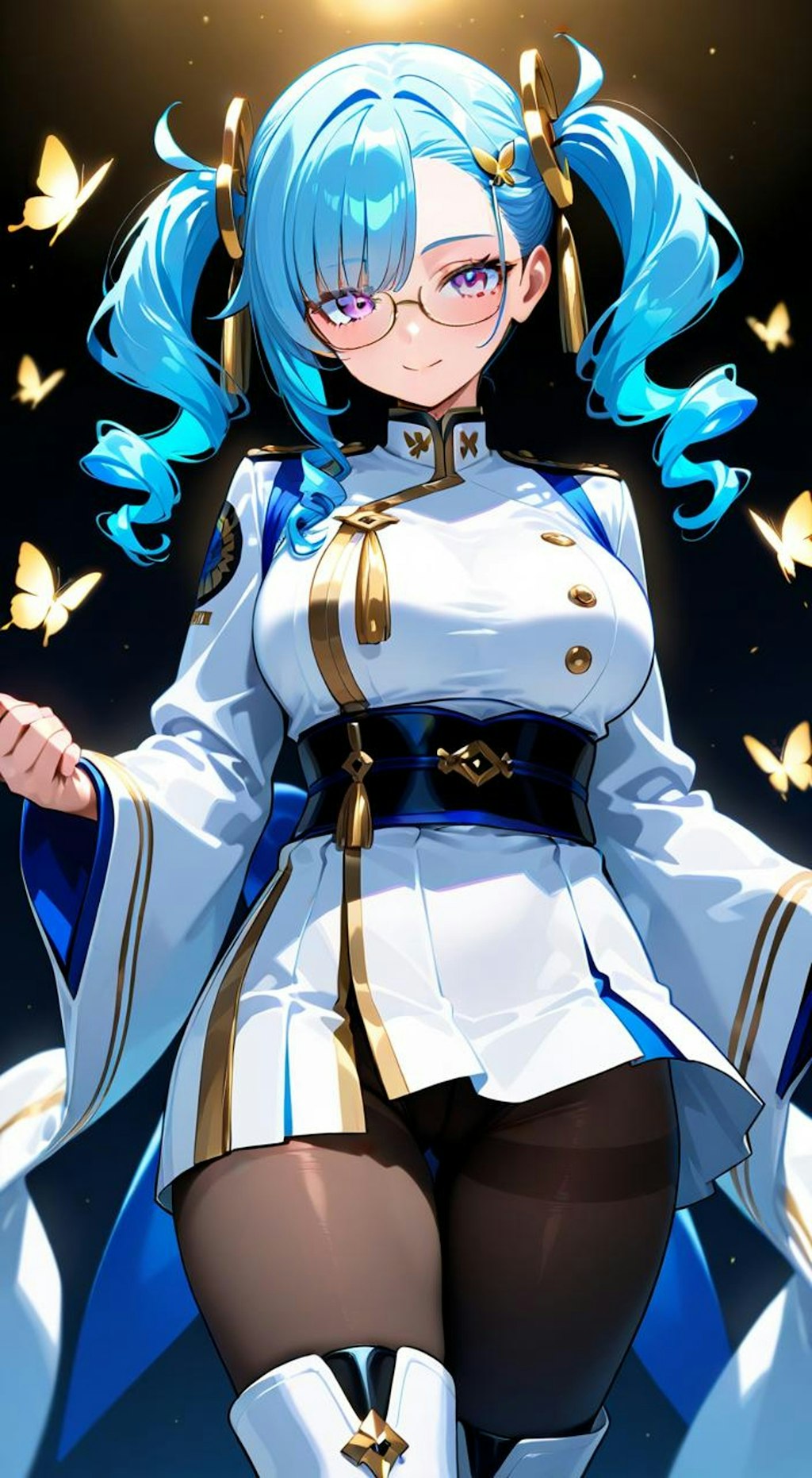 青髪縦ロール眼鏡ツインテちゃん