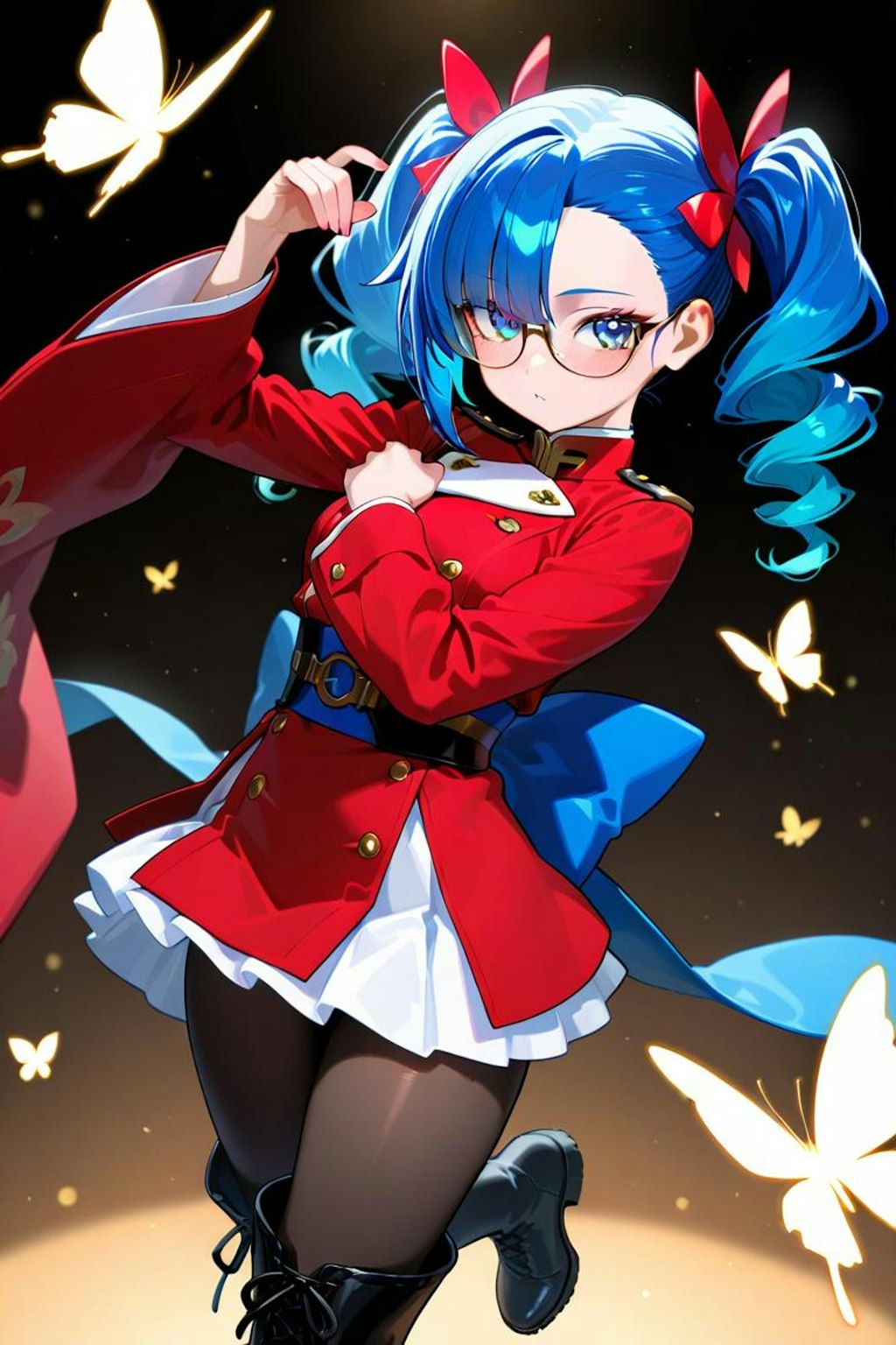 青髪縦ロール眼鏡ツインテちゃん