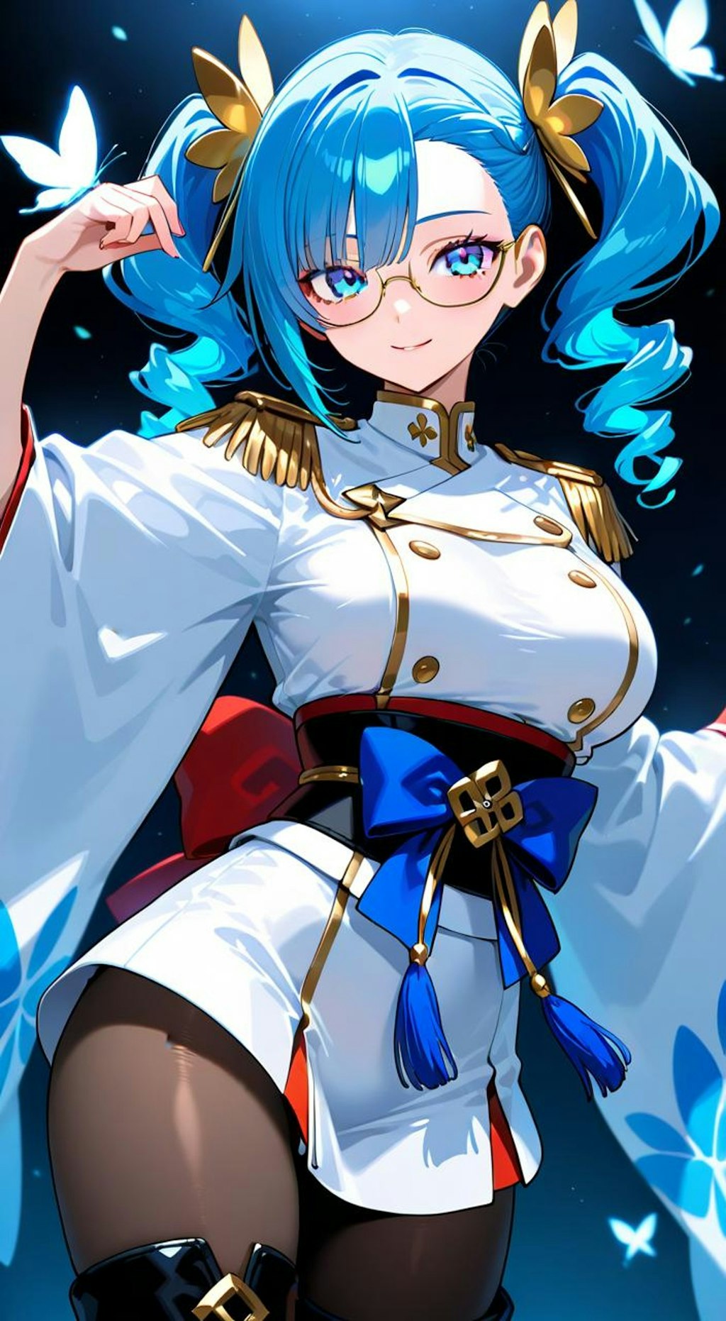 青髪縦ロール眼鏡ツインテちゃん