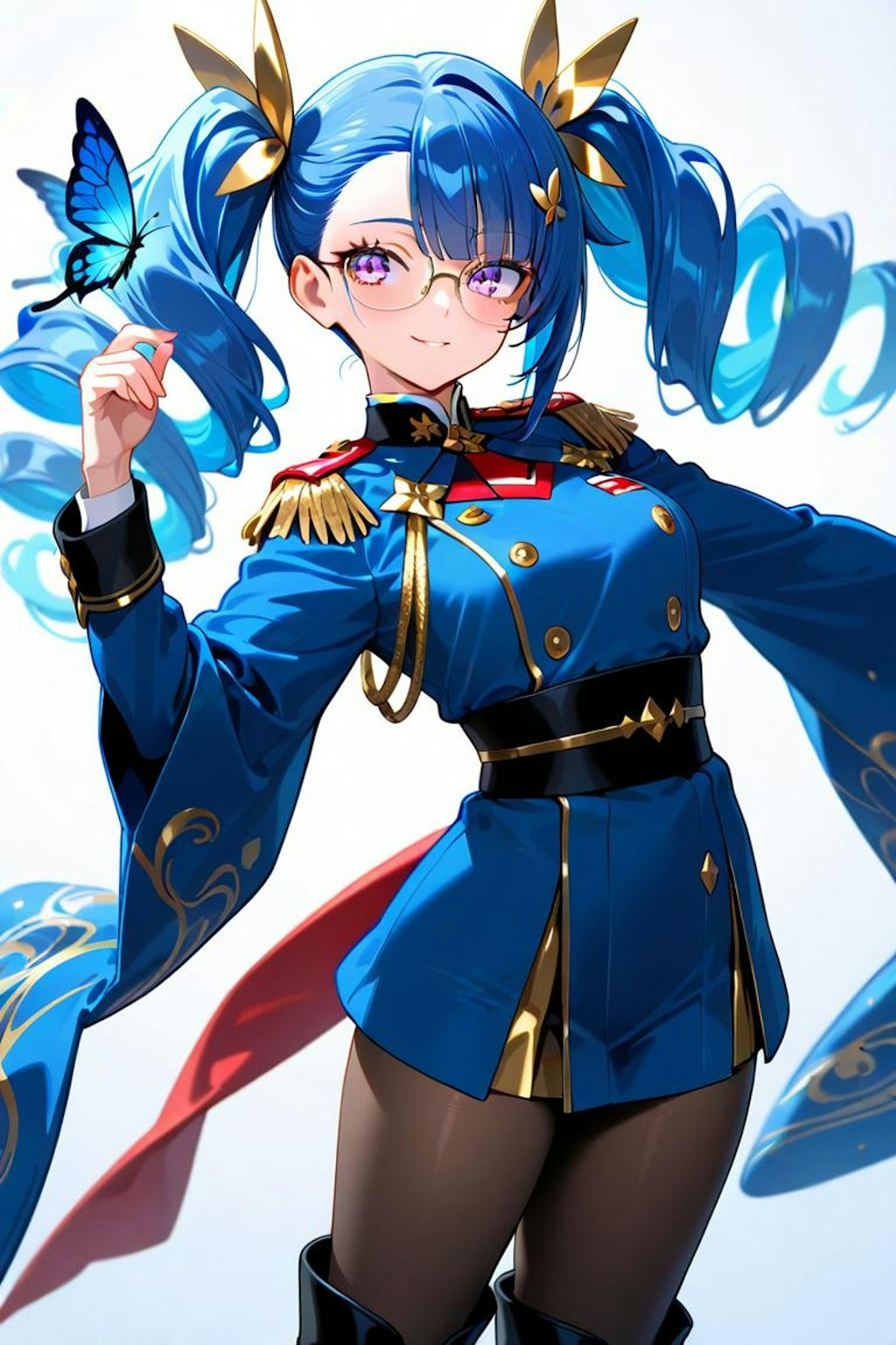 青髪縦ロール眼鏡ツインテちゃん