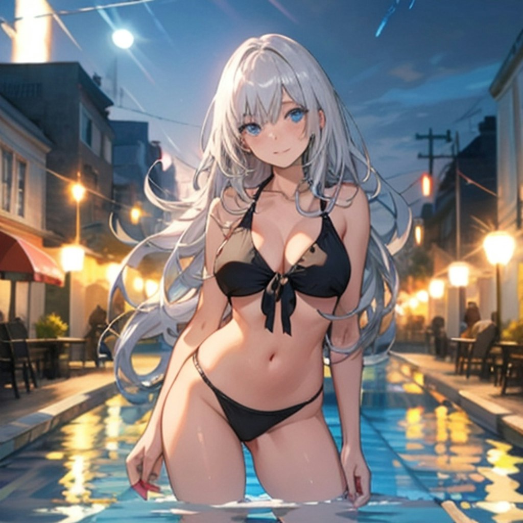 銀髪水着の女の子