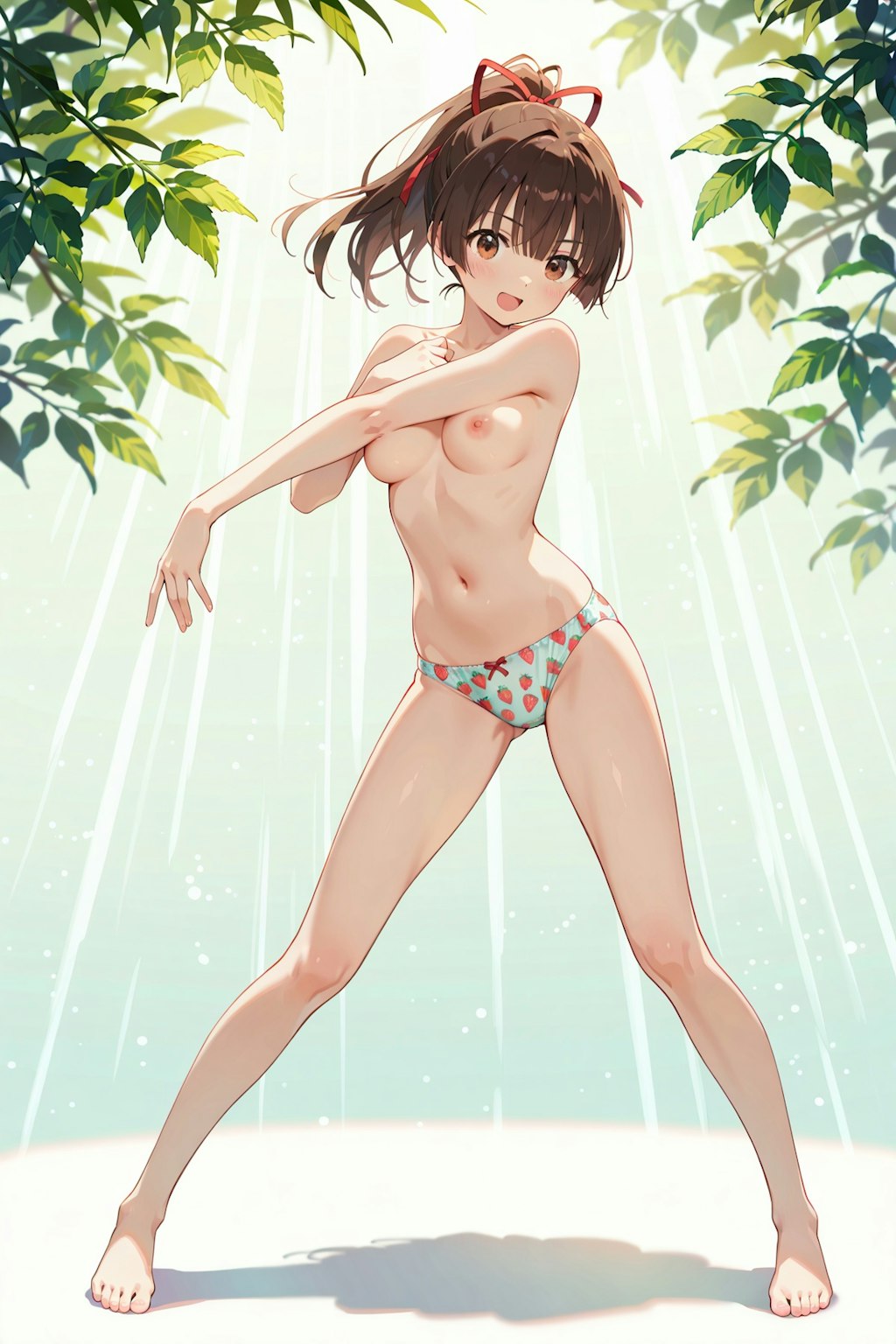 郊外で苺ぱんつ姿の撮影会 Y616