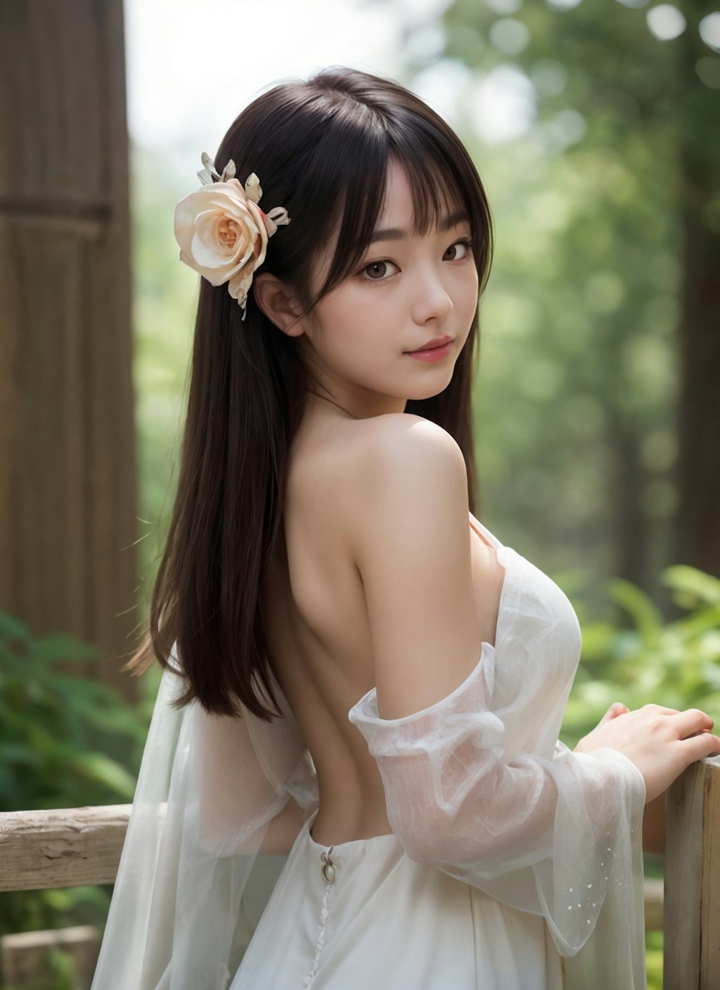 花飾りの美女