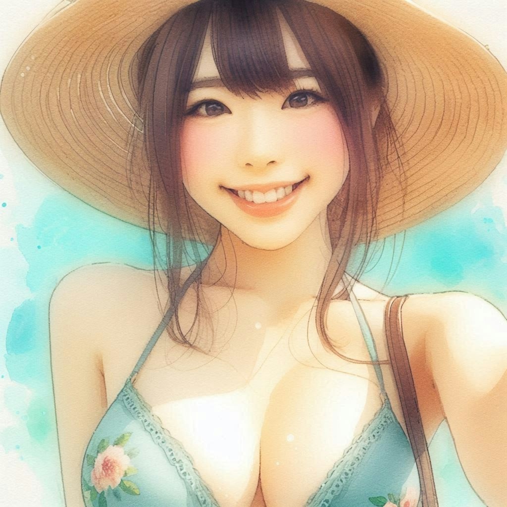 水彩ビキニ女子