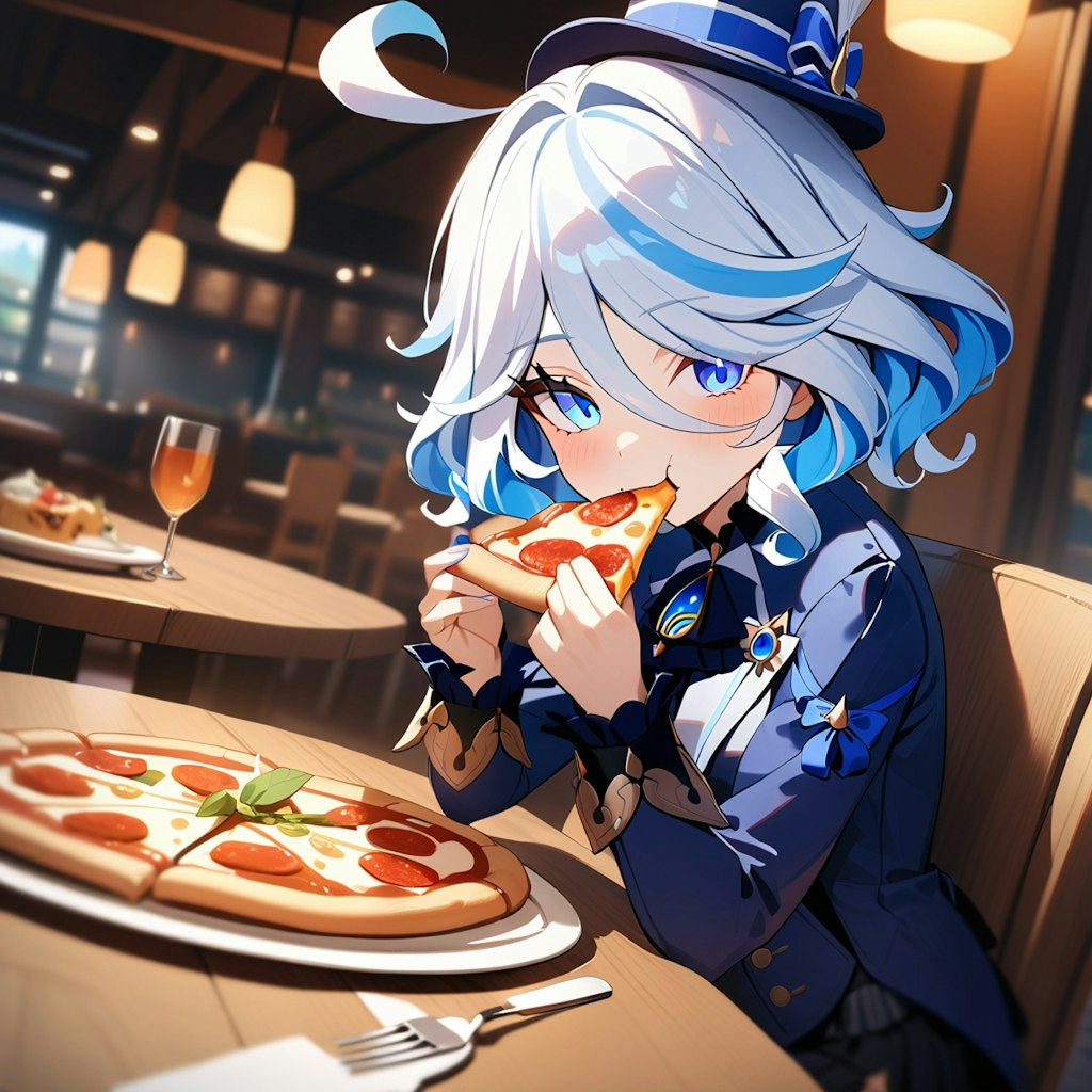 ピザを食べる原神キャラ（animagine-xl-3.0版）