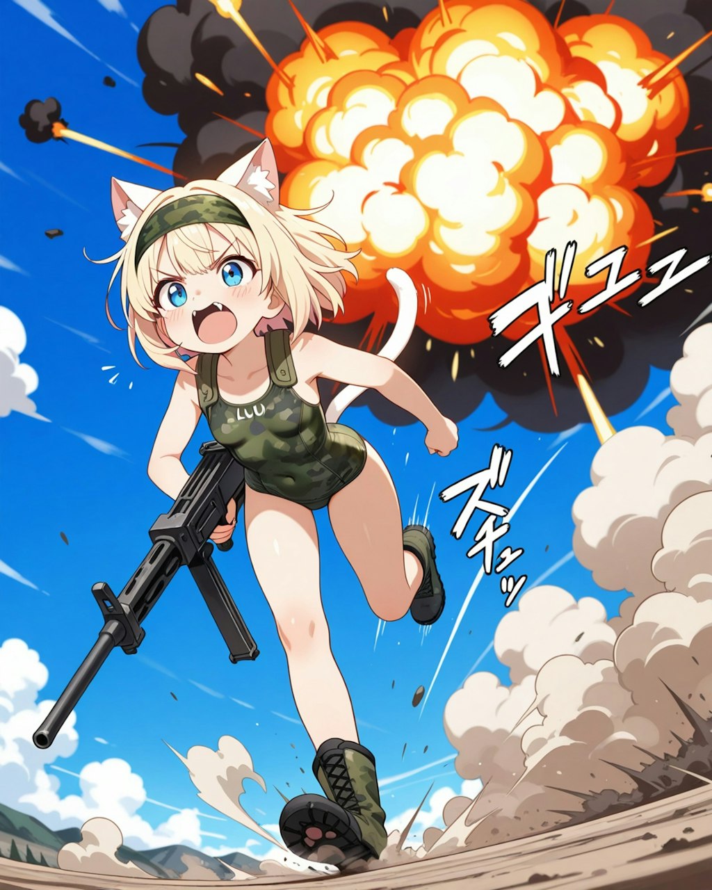 ぺったんこねこ兵士。