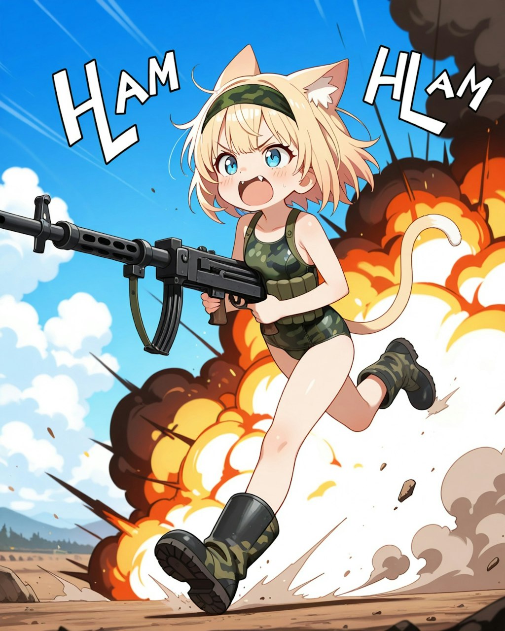 ぺったんこねこ兵士。