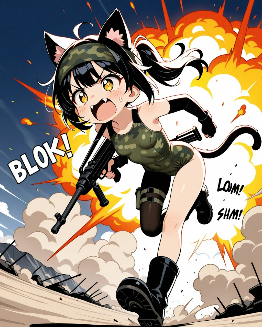 ぺったんこねこ兵士。
