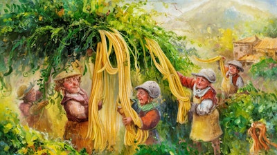 スパゲッティの収穫