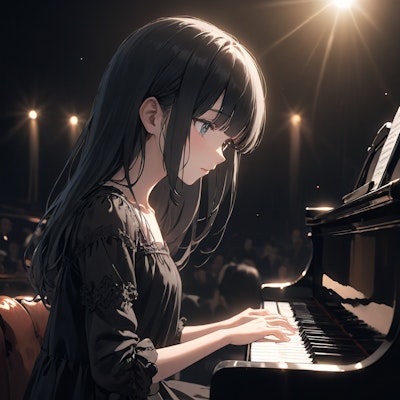 ピアノを弾く儚げ少女