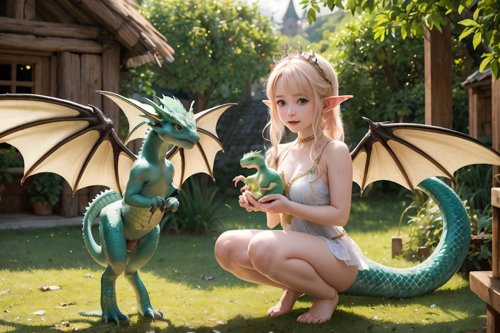 ドラゴンの子供とドラゴンエルフ