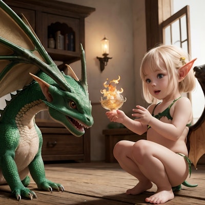 ドラゴンの子供とドラゴンエルフ