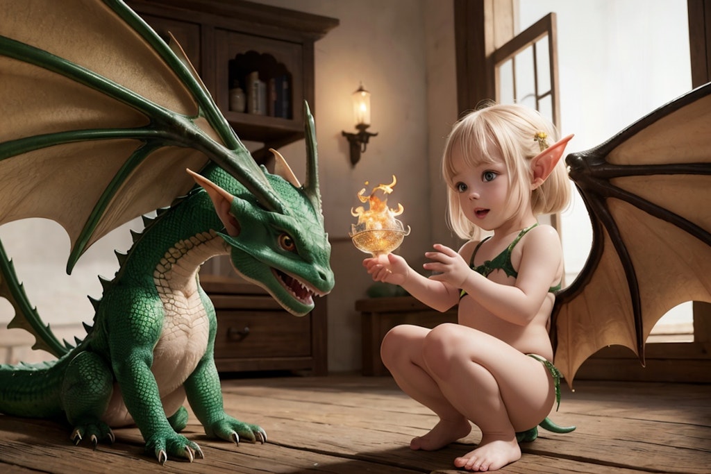 ドラゴンの子供とドラゴンエルフ