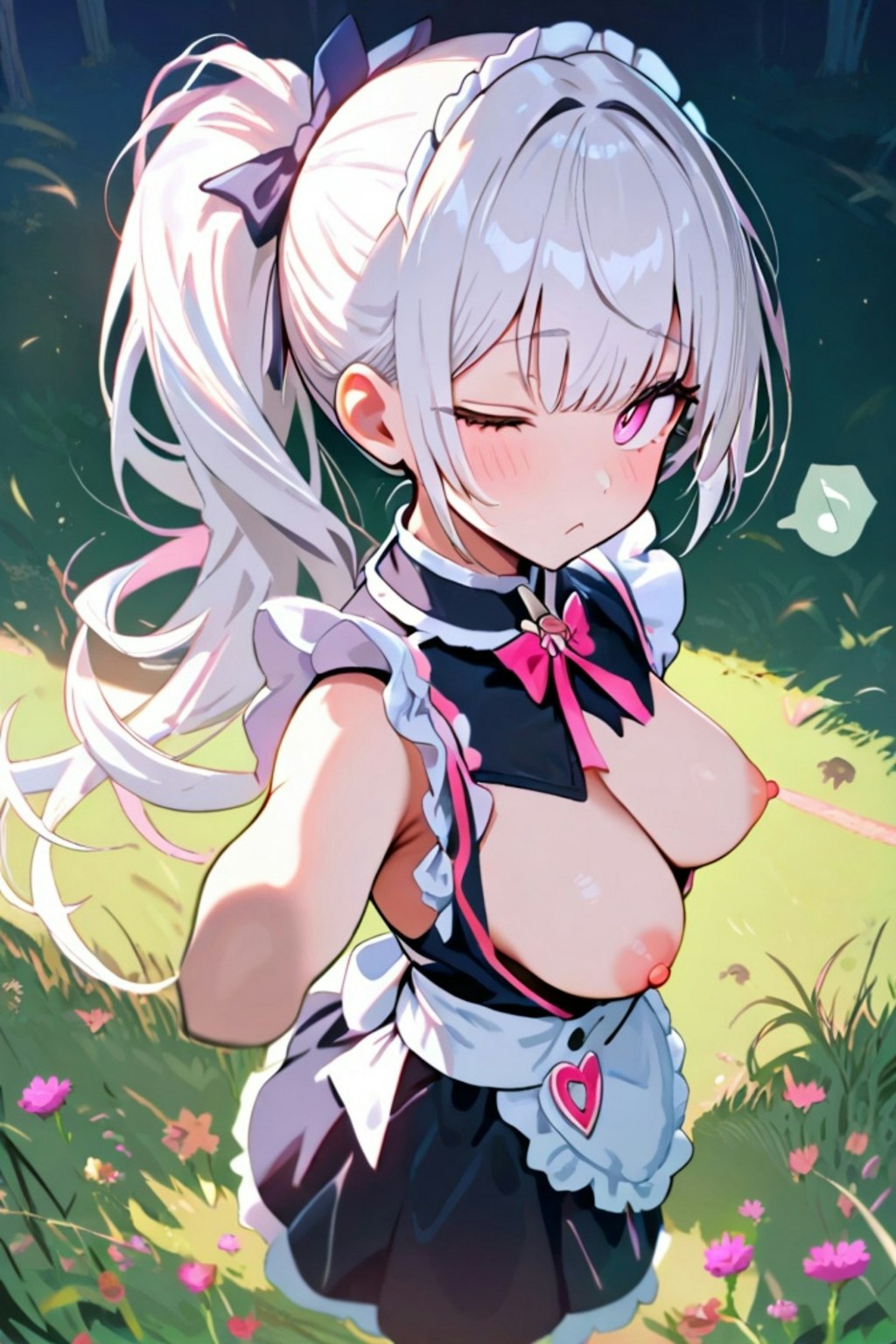 メイド服の白髪ちゃん