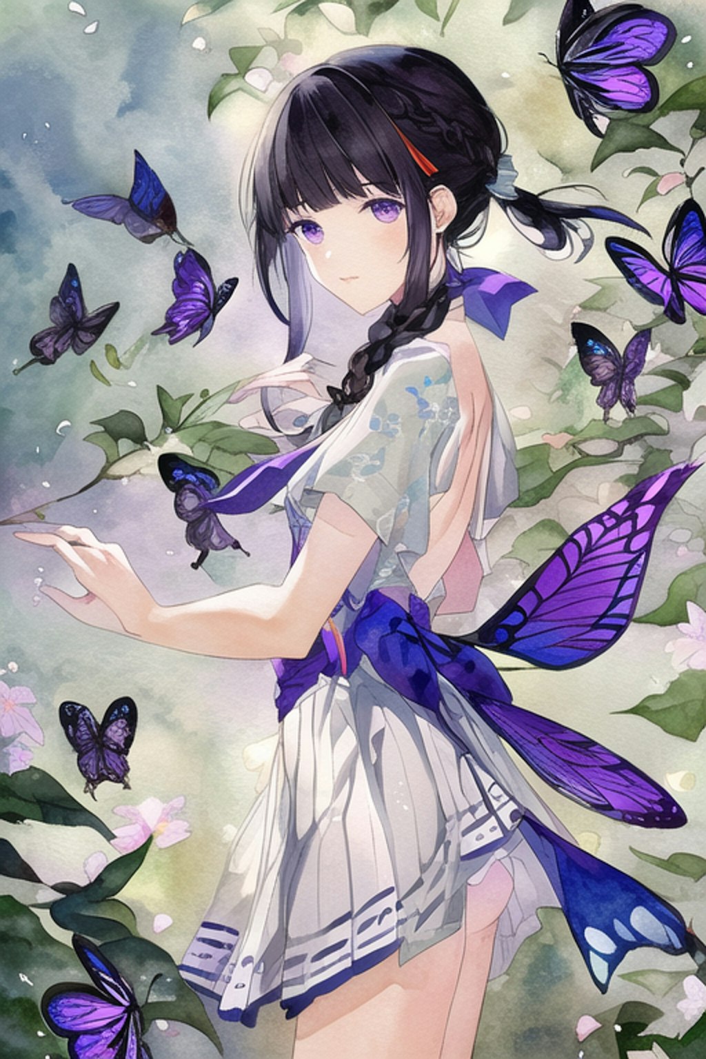 Tricolor violet and butterfly